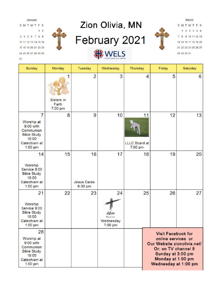 Zion Calendar Zion Lutheran Olivia